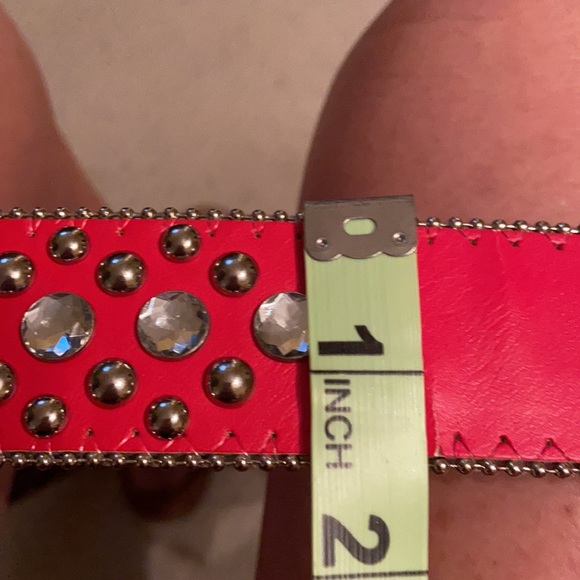 Red Leather & Crystal Cow Girl Belt - Picture 13 of 13